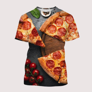 Food Bacon Pizza Funny 3D Print T-shirts Summer Men Woman Short Sleeve Fashion Tee Streetwear Harajuku T Shirt Kid Tops Clothing