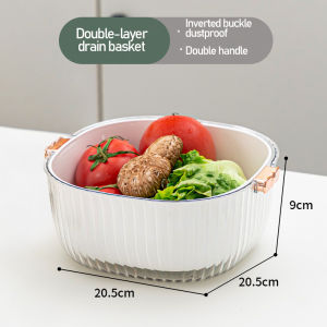 【1-3 Days Delivery】New 2-in-1 Drain Basket Strainer Basket Drain Box Vegetable Washing Basket Kitchen Storage Box