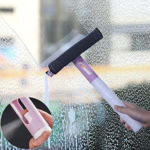 Handle Clean Brush Window Cleaner Double Side Wipe Glass Squeegee With Cleaning Cloth Rubber Wiper