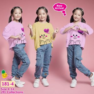 Little pineapple setelan kaos anak perempuan jeans Lizzie 4-9Y
