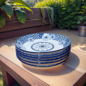 SET FOR 6 PIECES FRUIT PLATE PORCELAIN / CELADON / CERAMIC WARES SIZE 9 INCHES X 1.5 INCHES