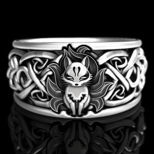 [haoh] Vintage Nine Tailed Fox Rings For Women Men Trendy Ring Jewelry Gifts Adjustable