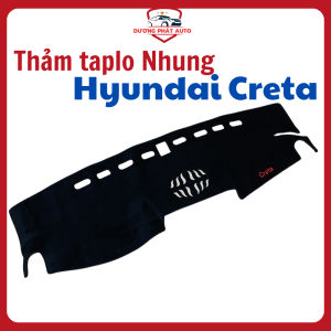 Thảm taplo nhung dành cho xe Hyundai Creta 2022 2023 2024 2025 Màu đen Hàng lông cừu  sang trọng có đễ chống trượt  cực tốt- chuẩn  khít theo form xe