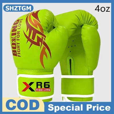 SHZTGM ถุงมือชกมวยสำหรับเด็กผู้ใหญ่4 6ออนซ์นวมชกมวย PU ระบายอากาศได้ดีนวมซ้อมเทควันโดมวยไทยมืออาชีพ