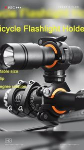 Bicycle Flashlight Holder For Bike Light Mount Multifunction 360 Degree Rotatable Led Torch Headlight Pump Stand For Rockbros Light Mount Holder MTB Release Mount Flashlight Stand Clip Clamp Mount Holder