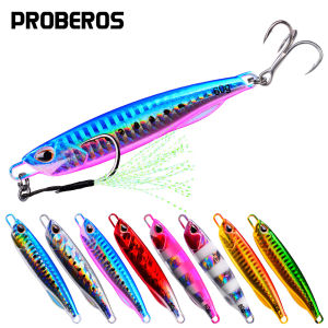 PROBEROS 1PCS Luminous Jigging Fishing Lure Spoon Metal Bait Bass Tuna Lures Jig Lead Minnow Tackle Jerkbait Long Casting Slow Sinking Lure 10g 15g 20g 30g 40g 50g 60g Saltwater Tackle LF102