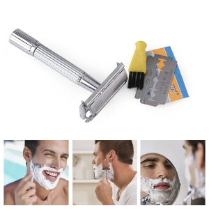 Manual Shaver For Men Classic Stainless Steel Safety Razor Shaver With Brush Box Shaving Tool Blades