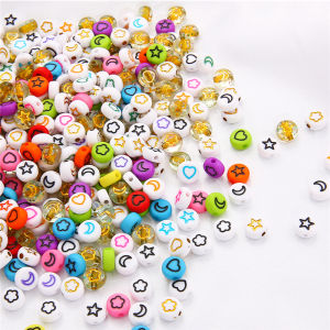 100ชิ้น/ถุง7x4mm ดอกไม้ผสมดาวพระจันทร์หัวใจรูปร่างอะคริลิค Spacer ลูกปัดสําหรับ DIY สร้อยคออัญมณีสร้อยข้อมือ