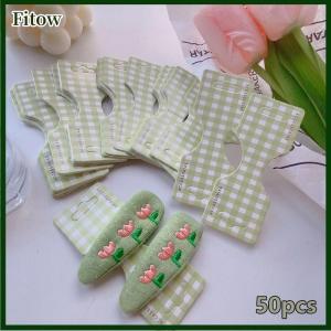 Fitow 50Pcs Colorfu Lattice Half Folded Card Hair Accessories Cardboard Display Card Labels Hair Rope Packaging Card Hanging Tag Label
