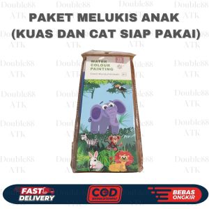 Set Lukis Anak Bonus Kuas dan Cat siap pakai 20lembar / Art Painting