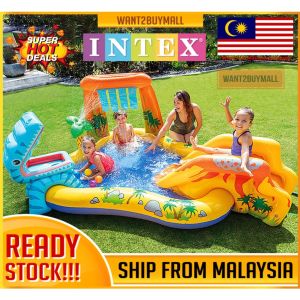 🇲🇾 🏆 INTEX 57444 Children Pool Play Center / Dinosaur Volcano Swimming Pool (2.49m x 1.91m x 1.09m) Kolam Renang Anak