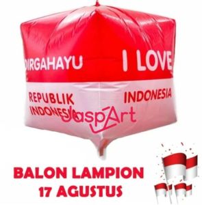 BALON KUBUS SEGIEMPAT FOIL TULISAN DIRGAHAYU RI HIASAN 17 AGUSTUS HUT RI
