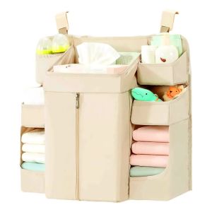 Kirilgu Baby Essential Organizers Hanging Cloth Storage With Zippered Compartment C Clamps For Cribs 9R3H1