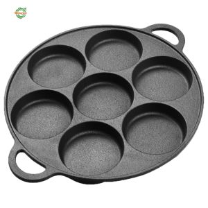 7 Hole Egg Pancake Steak Pan Iron Non-Stick Egg Frying Pan Eggs Cooking Pan Burger Stuffed Pancake Pan Household Kitchen Restaurant Cookware [Winnereco World]