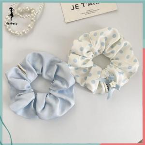 FUJIAS2🦋 Elegant Blue Polka Dot Large Scrunchie Hair Band For Women Girls Hair Tied Bands Head Rope Ponytail Hair Accessories