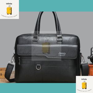 WITH VIDEO Mens Leather Briefcase Document Bag Waterproof Business Bag Briefcase Bag Beg Laptop Business Bag Lelaki Kulit Halal
