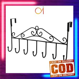 AI-C789 Gantungan Baju Belakang Pintu Multifungsi Tanpa Paku 7 Hook Steel Clothes Hanger Rak Gantung