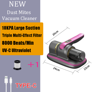 10000pa Cordless Mite Remover 8000 Times/Min Sterilization And Mite Removal 99.9% Household UV Vacuum Cleaner (3 Years Warranty + 2 Filters) 无线手持除螨仪