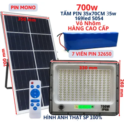 Đèn năng lượng mặt trời đèn led năng lượng trờ Đèn pha năng lượng mặt trời100w 200w 300w 500w 700w 800wcó đèn báo dung lượng Chống nước IP 67 BH 2 năm Led Thắng Trang