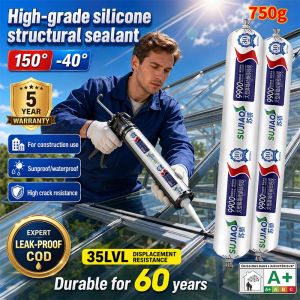 750g Neutral Silicone Sealant 9900 Multi-Purpose Waterproof Adhesive Caulk Mildew-Resistant Non-Cracking Ideal for Stone Curtain Walls Woodworking Window Door Perimeter Sealing Facades Tile Joints