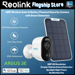 Reolink Argus 3E 3MP HD Wireless Battery Security Camera | Single-Band 2.4GHz WiFi | Solar Compatible Wire-Free CCTV | Motion Spotlight Color Night Vision | AI Detection Official Malaysia Warranty