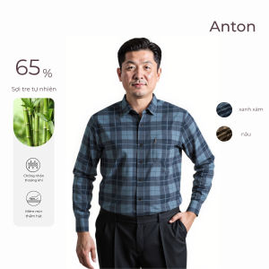 Áo Sơ Mi Nam Dài Tay Công Sở Trung Niên Anton Xanh Caro Sợi Tre Bamboo Thoáng Mát Thấm Hút Mồ Hôi - ZAC130