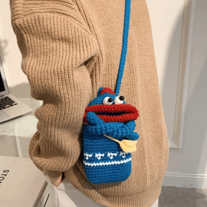 SPDD Knitting Small Crossbody Bag Big Mouth Handmade Shoulder Coin Purse Unique Funny Phone Bag WomenChildren