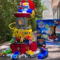 PAW PATROL MIGHTY PUPS MIGHTY LOOKOUT TOWER with Captain Ryder One Police Car Six Dogs Set DOG HEROES Light Music Watchtower Look Out Toy Ryder Chase Rocky Zuma Skye Rubble Dogs Pull Back Cars Full Set Play Vehicles Vehicle Playsets Action Figures Toys. 