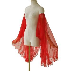 ZYJC 1 Pair Có thể tháo rời Tay áo đầm nữ Vải Tulle Dài Trong suốt Găng tay voan Nhẹ Thanh lịch Găng tay dài Victoria Phụ kiện váy cưới
