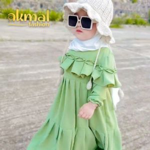 AKFAS - Baju Gamis Anak Kode Premim Cringkle Air Flow Kode 25 Versi Polos Est 1-8 th