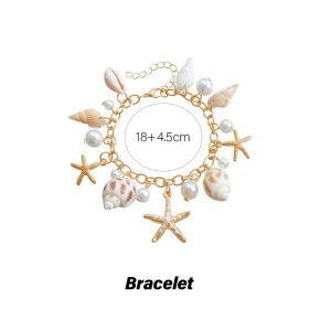 Seashell Starfish Chains Waist for Women Boho Conch Body Chains Pearl Starfish Chains Waist Summer Beach Body Jewelry Bohemian Beach Waist Chain Body Jewelry Starfish Womens shell Bracelet Necklace Imitation Pearl Waist Jewelry