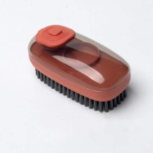 【Multifunction】Household Cleaning Brushes with Handle and Soap Dispenser Portable Emery Brush Kitchen/Bathroom Tool Soft Bristles Plastic Mini Cleaning Brush