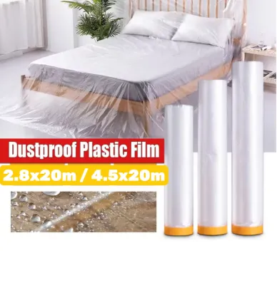 [SG SELLER]Plastic Dust Cover Dust Prevention Renovation Drop Sheet Protective Plastic Film Furniture Dustproof Cover Paintproof Waterproof Cover Sheet Rolls