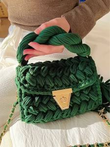 HyunA handmade woven bag crochet bag cross-border shoulder bag womens braided tote bag with tassels wholesale