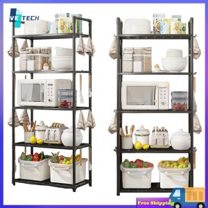 [ VKTECH ] Adjustable 5 Tier Kitchen Organizer Shelf Durable Metal Rack for Laundry Bathroom Storage