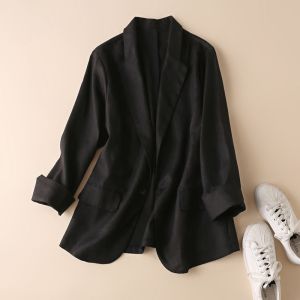 (Cle) Alisa Sonya Few Stock Elegant Womens Slim Waist One-Button Three-Quarter Sleeve Lapel Office Blazer