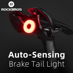 【Local Delivery】ROCKBROS Bike Tail Light Rechargeable Waterproof Mountain Bike LED Rear Light Auto-sensing Smart Brake Back Light Cycling Accessories
