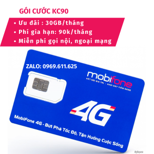 Sim 4g Mobifone KC90 gói 1GB/ngày (30GB/tháng) + 30 phút gọi ngoại mạng + Free gọi nội mạng - Phi 90.000đ/tháng . FREESHIP - CHƯA KÍCH HOẠT.