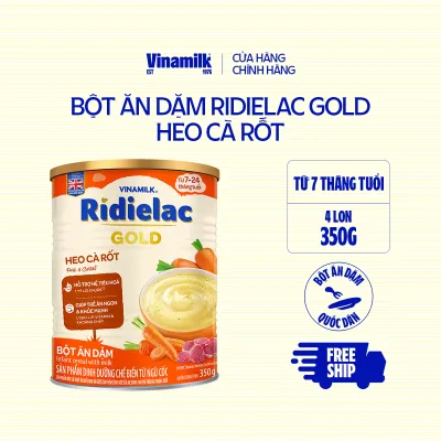 4 Hộp Bột Ăn Dặm Ridielac Gold Heo Cà Rốt - Hộp Thiếc 350g