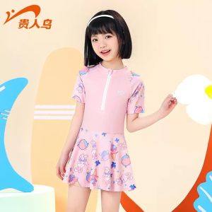 Đồ bơi bé gái liền thân kiểu váy màu hồng khóa trước họa tiết Pony dễ thương Y9957