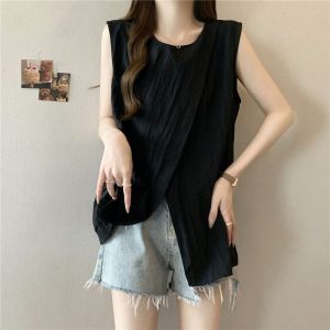 เสื้อยืดแขนกุดเกาหลีใหญ่พิเศษ2-300ปอนด์สำหรับผู้หญิงเสื้อลำลองหลวมใหม่ฤดูร้อน