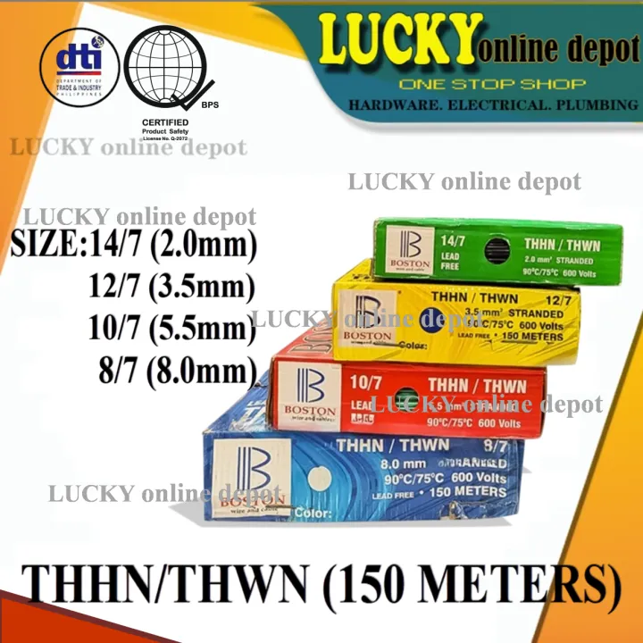 ORIGINAL BOSTON THHN/THWN 14/7 ELECTRICAL STRANDED WIRE (Per Box ...