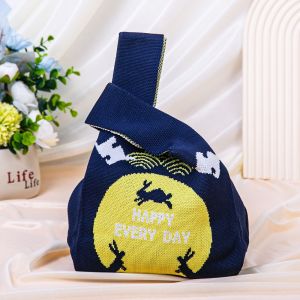 DITIPOO Mini Túi xách Tết Trung Thu Bánh trung thu Sáng tạo Túi xách hình thỏ hoạt hình Đa năng In hình thỏ Túi đeo cổ tay Làm thủ công