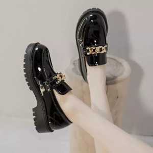 Sepatu Docmart Wanita terbaru Fashion Korean Style Import Premium Sepatu Loafers Sekolah Cewek Remaja Gesper Hitam Glosy Kasual Trendy Bisa Cod