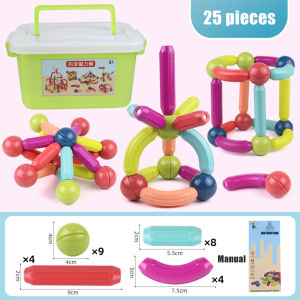 【KL Ready Stock】MafaBabe Kids Stick Balls Building Toy Blocks High Quality 3D Geometry Learning Sensory Construction Blok Panjang