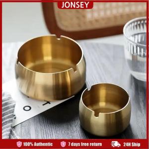 Stainless Steel Gold Plated Ashtray Simple Desktop Windproof Ash Holder Home Office Ash Tray