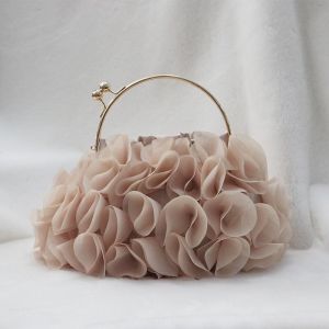 New Fashion Handbag Women Flower Bag Solid Cute Luxury Champagne Bag Floral Bride Totes Cute Trendy Casual Bags