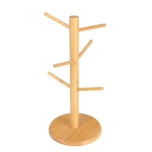 Natural Bamboos Multi Hook Cup Rack Organizers For Efficient Mug Storage In Kitchen Pantries Or Commercial Coffee Shop