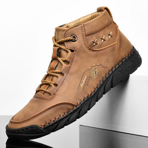 Prikol British Klasik Sepatu Boot Tinggi Pria Casual Semi Formal Model Hiking Kulit Cowok Sepatu Kerja Touring 146