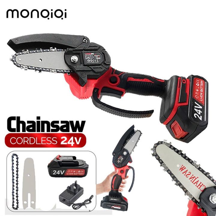 【High Quality】 Mini Chainsaw 4 Inch Cordless Electric Portable Chainsaw